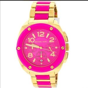 Michael Kors Pink and Gold Chronograph Watch